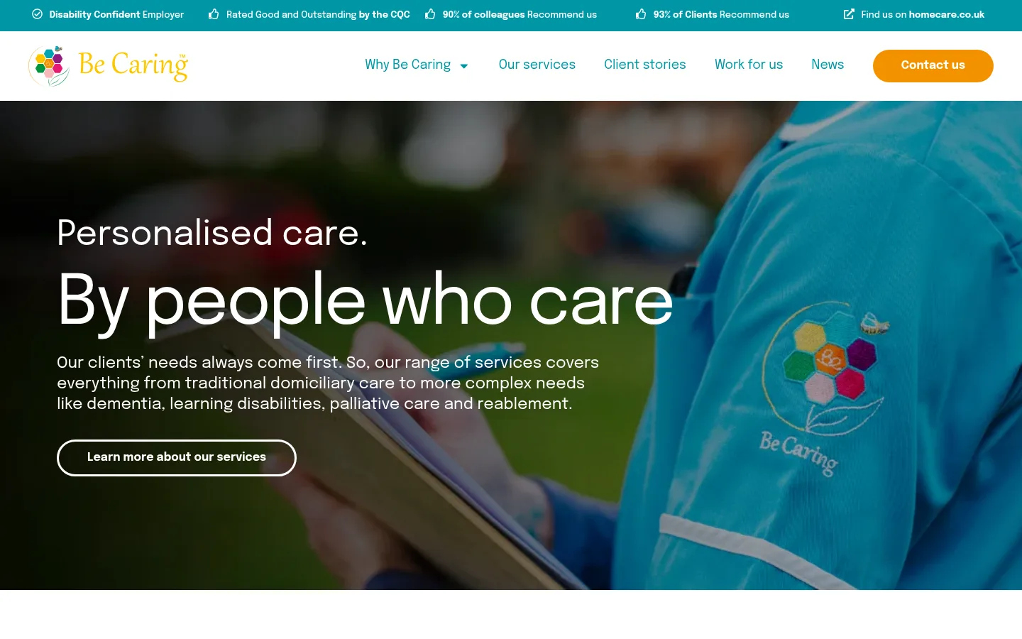 Be Caring website screenshot